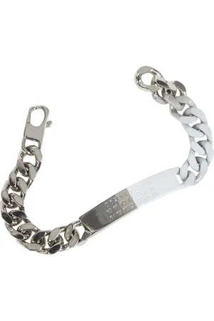 Maison Margiela Tilbehør, Dame, Grå, 2XL, Minimal Logo ID Tag Armbånd