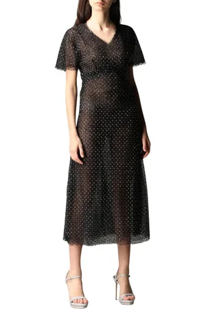 ERMANNO SCERVINO Kjole, Dame, Sort, S, Sort Blonde Rhinsten Midi Kjole