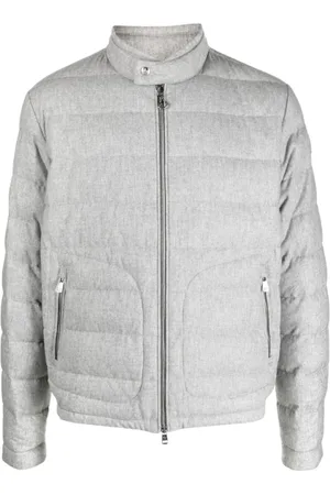 Moncler Jakke, Herre, Grå, 4XL, Uld, Lys Grå Dunjakke Stilfuld Puffer