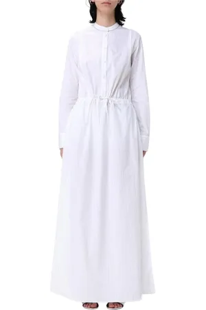 Fabiana Filippi Kjole, Dame, Hvid, XS, Bomuld, Elegant Stribet Maxi Kjole