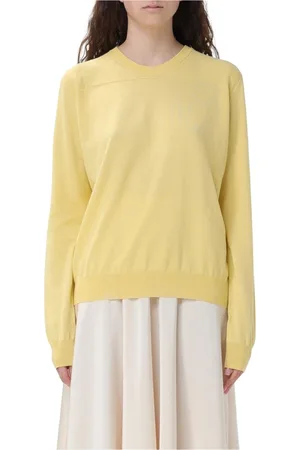 Jil Sander Strik, Dame, Gul, M, Bomuld, Gul Crewneck Sweater Minimalistisk Design