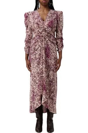 Isabel Marant Kjole, Dame, Lilla, S, Farverig Blomstret Midi Kjole