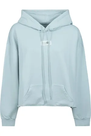 Maison Margiela Sweathshirts & Hoodies, Dame, Blå, XL, Bomuld, Hoodie med Logo Label Design
