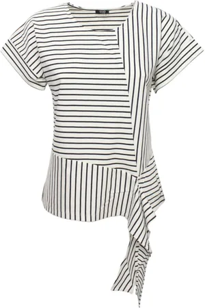 Liu Jo Top, Dame, Flerfarvet, S, Bomuld, Stribet bomuldst-shirt med taljeknude
