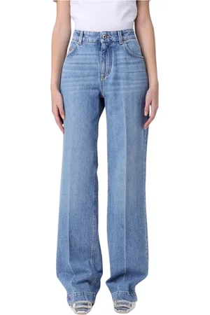 Dolce & Gabbana Jeans, Dame, Blå, XS, Uld, Stilfulde Blå Wide Leg Jeans
