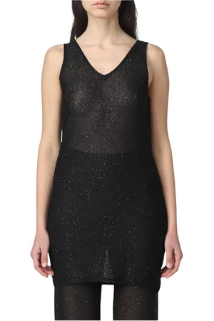 REMAIN Birger Christensen Top, Dame, Sort, S, Sort Paillet Strik Ærmeløs Top