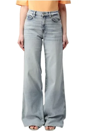 7 for all Mankind Jeans, Dame, Blå, W29, Uld, Stilfulde Wide Leg Jeans Kvinde Blå