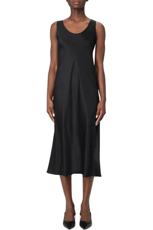 Max Mara Kjole, Dame, Sort, M, Brun Silke Slip Midi Kjole