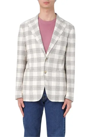 Manuel Ritz Jakke, Herre, Flerfarvet, L, Beige Check Blazer Jakke Mænd