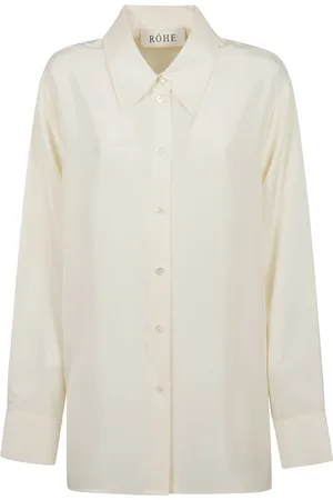 Rohe Bluser & Skjorter, Dame, , S, Uld, Silkevasket skjorte med skarpt krave