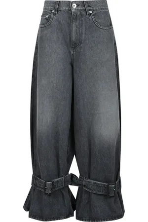 J.W.Anderson Jeans, Dame, Grå, W27, Bomuld, Bred Ben Spænde Manchet Jeans