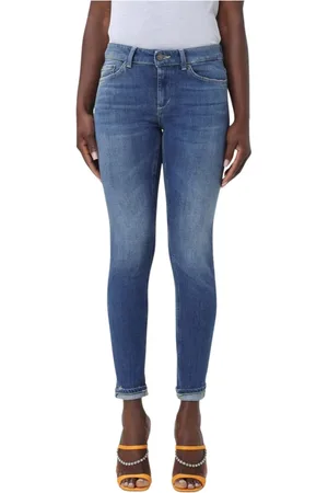 Dondup Jeans, Dame, Blå, W27, Bomuld, Blå Skinny Jeans med Ombukket Hem