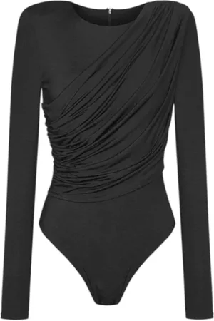 UNDRESS CODE Top, Dame, Sort, L, Uld, Klassisk Bodysuit med Draperier