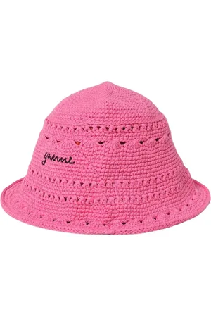 Ganni Tilbehør, Dame, Lyserød, ONE SIZE, Bomuld, Crochet Bucket Hat Summer