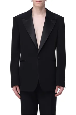 Alexander McQueen Jakkesæt, Herre, Sort, M, Uld, Sort Uld Tuxedo Suit Blazer
