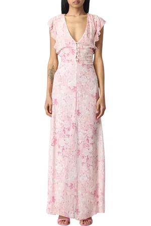 Patrizia Pepe Kjole, Dame, Lyserød, XS, Blomstret Maxi Kjole