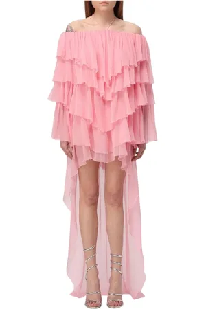 BLUMARINE Kjole, Dame, Lyserød, XS, Chiffon, Elegant High-Low Kjole