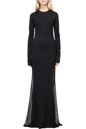 ANIYE BY Kjole, Dame, Sort, S, Uld, Elegant Sort Maxi Kjole med Mesh
