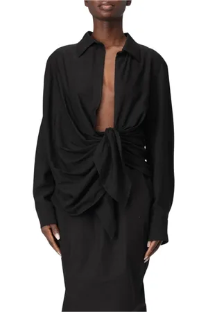 Jacquemus Bluser & Skjorter, Dame, Sort, S, Uld, Leandra TieFront Skjorte i Sort