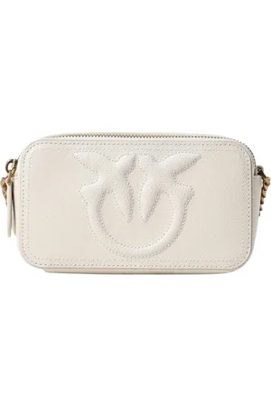 Pinko Taske, Dame, Hvid, ONE SIZE, Læder, Hvid Præget Logo Clutch Taske