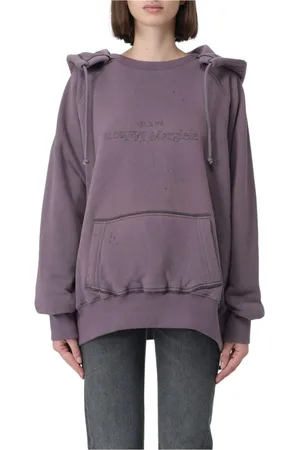 Maison Margiela Sweathshirts & Hoodies, Dame, Lilla, S, Bomuld, Slidt Lilla Hættetrøje