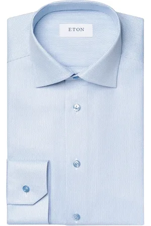 Eton Skjorte, Herre, Blå, XL, Bomuld, Lysblå Semi Solid Twill Skjorte