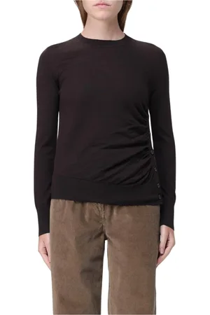 Pinko Strik, Dame, Brun, XS, Uld, Sort Uldstrik Trøje