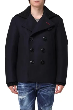 Dsquared2 Frakke, Herre, Blå, L, Uld, Blå Uld Peacoat Dobbeltbrystet Frakke