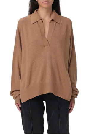 Isabel Marant Strik, Dame, Brun, S, Uld, Uld V-hals Pullover Sweater