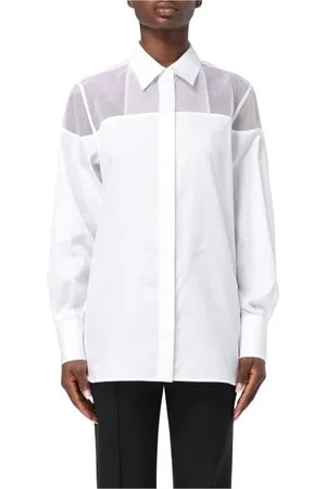 Helmut Lang Bluser & Skjorter, Dame, Hvid, M, Uld, Gennemsigtig Yoke Skjorte, Alsidig og Stilfuld