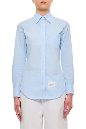 Thom Browne Bluser & Skjorter, Dame, Blå, S, Bomuld, Blå Bomuld Poplin Skjorte