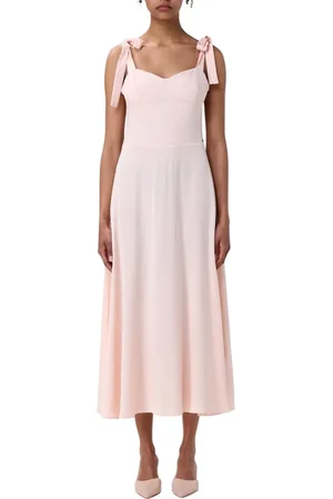 Armani Exchange Kjole, Dame, Lyserød, XS, Uld, Grøn Sweetheart Neck Midi Kjole