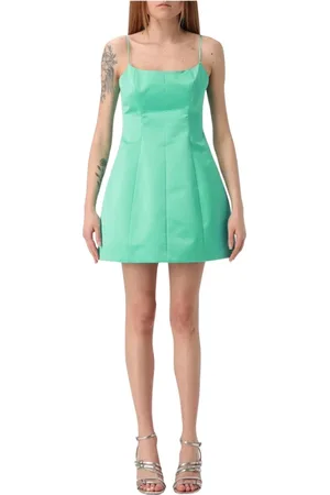 BLUMARINE Kjole, Dame, Grøn, XS, Satin, Elegant Grøn Satin Ærmeløs Kjole