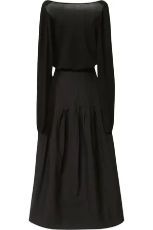 Fabiana Filippi Kjole, Dame, Sort, 2XS, Sort Plisseret Maxi A-Line Kjole
