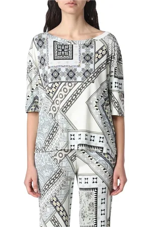 Etro Top, Dame, Flerfarvet, XS, Patchwork Kortærmet Trykt Top