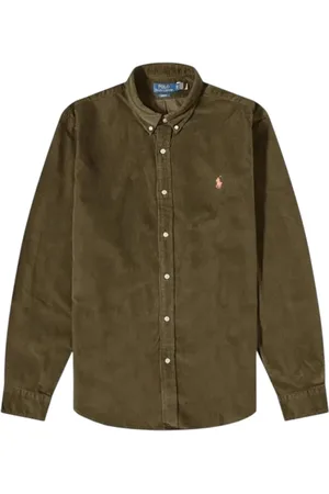 Ralph Lauren Skjorte, Herre, Grøn, 2XL, Uld, Slim FIT Corduroy Shirt Olive