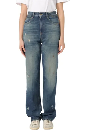 Golden Goose Jeans, Dame, Blå, W26, Klassiske Distressed Cut-Out Jeans