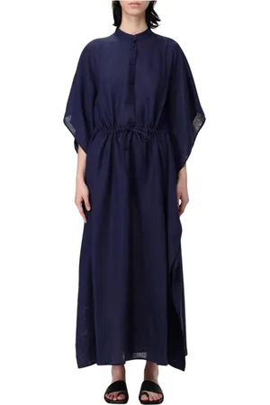 Fabiana Filippi Kjole, Dame, Blå, S, Linned, Blå Linned Maxi Kjole Afslappet Stil