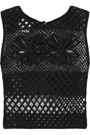Pinko Top, Dame, Sort, L, Nylon, Hæklet strikket ærmeløs top