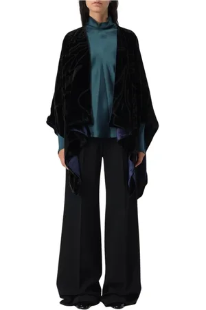 Giorgio Armani Jakke, Dame, Blå, ONE SIZE, Elegant Blå Fløjl Cape