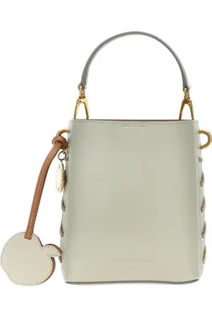 Stella McCartney Taske, Dame, Grå, ONE SIZE, Uld, Elegant Mini Bucket Bag med Apple Charm