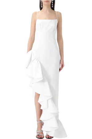 GIUSEPPE DI MORABITO Kjole, Dame, Hvid, 2XS, Bomuld, Elegant Hvid Ruffle Maxi Kjole