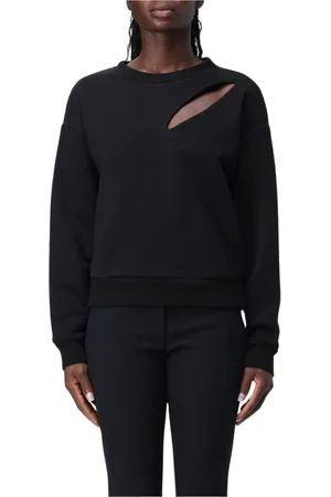 Alexander McQueen Sweathshirts & Hoodies, Dame, Sort, XS, Bomuld, Grå Langærmet Sweater med Udsnit Detalje