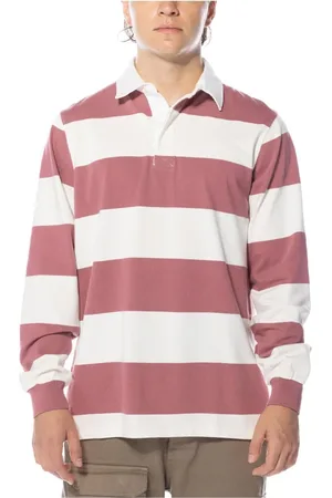 Pop Trading Company Top, Herre, Flerfarvet, M, Bomuld, Stribet Rugby Polo i Mesa Rose