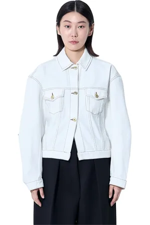 Jacquemus Jakke, Dame, Hvid, XS, Denim, Denimjakke med tonal topstitching