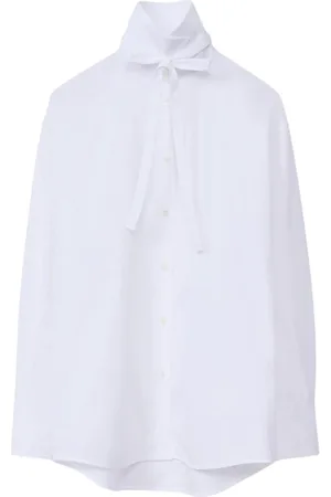 Fabiana Filippi Bluser & Skjorter, Dame, Hvid, 2XS, Bomuld, Sort Poplin Skjorte med Sløjfedetalje