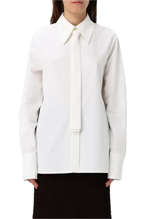 Jil Sander Bluser & Skjorter, Dame, Hvid, XS, Bomuld, Hvid Poplin Skjorte med Selvbindende Hals