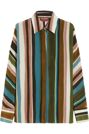 Max Mara Bluser & Skjorter, Dame, Flerfarvet, L, Multifarvet Stribet Silkeskjorte