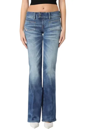 Diesel Jeans, Dame, Blå, W27, Uld, Stilfulde Flare Jeans
