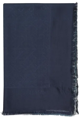 Salvatore Ferragamo Tilbehør, Dame, Blå, ONE SIZE, Uld, Jacquard Uld Silke Blandet Tørklæde